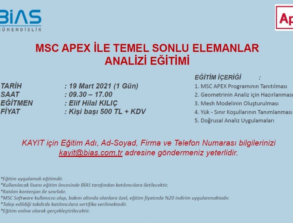 MSC APEX ile TEMEL SONLU ELEMANLAR ANALİZİ EĞİTİMİ